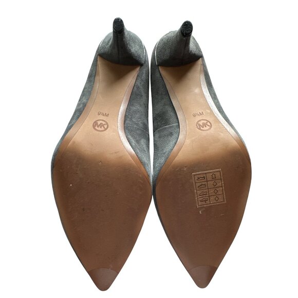 Michael Michael Kors Lizzy Gray Suede Pointed-Toe Mid Heel Pumps Size 9.5 - Picture 8 of 10